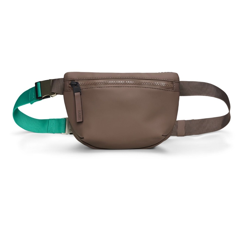 Rains Taupe Crossbody Bag with Teal Strap